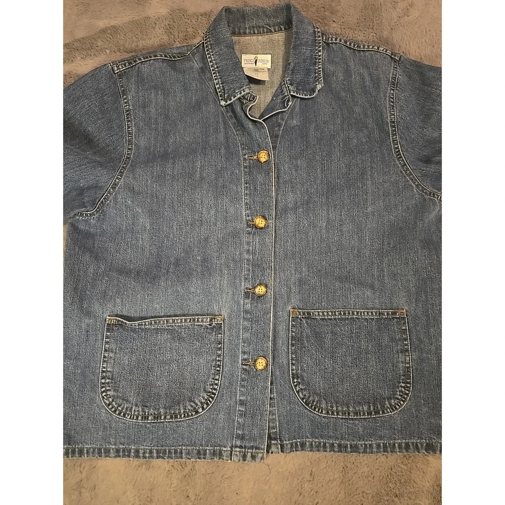 Vtg French Dressing FDJ Denim Jacket Womens 14 Paris Keystone Made In Canada 90s